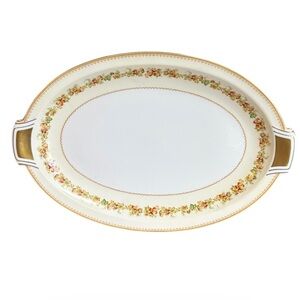 Royal Embassy Bristol Large Platter China Oval Gold Trim Floral Pattern Vintage